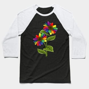 Rainbow Sunflowers Baseball T-Shirt